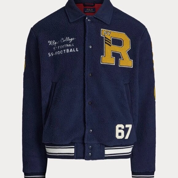 Polo Ralph Lauren Varsity Football Fleece Varsity Letterman Jacket (KM0010) - Picture 1 of 5